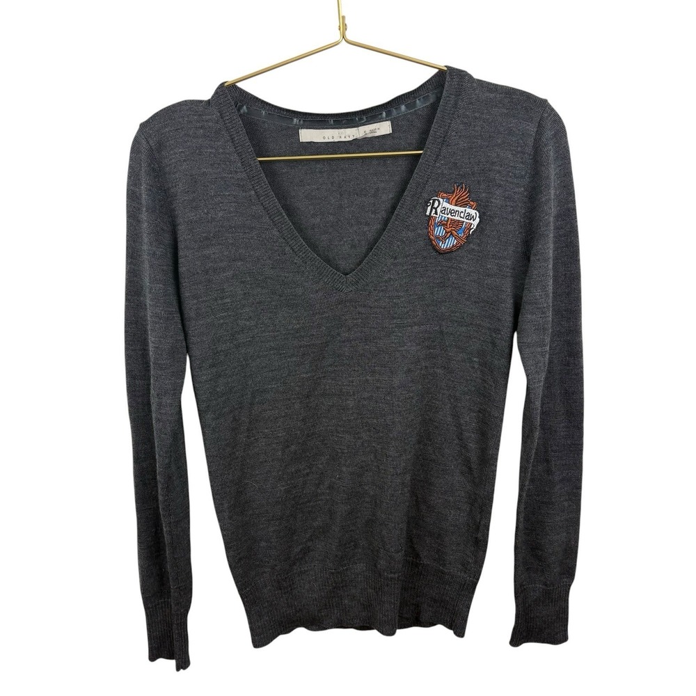Old‎ Navy Wool Blend Y2K Ravenclaw  Harry Potter V Neck Sweater Gray Size Small